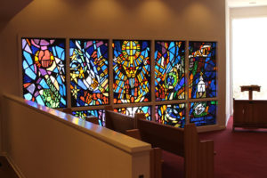 The Stained Glass Inside of the Elvis Presley Memorial Chapel in Tupelo, MS