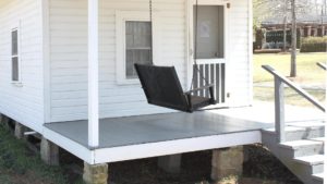 The front porch of the Elvis Presley Birthplace in Tupelo, Mississippi